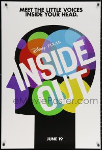 2y0757 INSIDE OUT advance DS 1sh 2015 Walt Disney, Pixar, the voices inside your head, profile art!