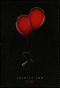 2y0763 IT CHAPTER TWO teaser DS 1sh 2019 King, creepy image of Pennywise holding two red balloons!