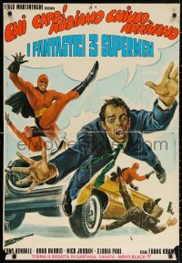 2y0105 THREE FANTASTIC SUPERMEN Italian 1sh 1967 completely different art of masked superheroes!