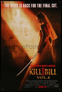 2y0775 KILL BILL: VOL. 2 advance DS 1sh 2004 bride Uma Thurman with katana, Quentin Tarantino!