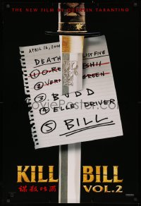 2y0776 KILL BILL: VOL. 2 teaser 1sh 2004 Uma Thurman, Quentin Tarantino directed, hit list & katana!