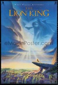 2y0796 LION KING DS 1sh 1994 Disney Africa, John Alvin art of Simba on Pride Rock with Mufasa in sky