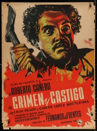 2y0014 CRIMEN Y CASTIGO Mexican poster 1953 Dostoevsky's Crime and Punishment, different Renau art!