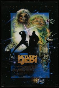 2y0887 RETURN OF THE JEDI style D advance DS 1sh R1997 George Lucas classic, art by Drew Struzan!