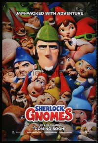 2y0923 SHERLOCK GNOMES int'l advance DS 1sh 2018 Blunt, Johnny Depp in the title role, wacky cast!