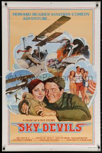 2y0934 SKY DEVILS 1sh R1979 Howard Hughes, great art of Spencer Tracy, Ann Dvorak & airplanes!