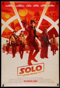 2y0943 SOLO int'l advance DS 1sh 2018 A Star Wars Story, Howard, classic title, orange style!