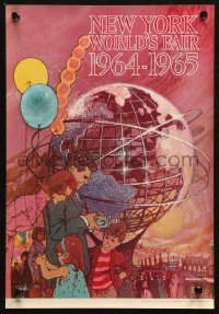 2y0251 NEW YORK WORLD'S FAIR 11x16 travel poster 1961 cool Bob Peak art of family & Unisphere!