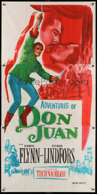 2z0004 ADVENTURES OF DON JUAN Indian 3sh R1950s Errol Flynn made history when he made love to Lindfors!