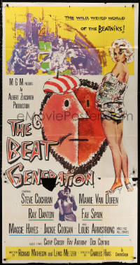 2z0354 BEAT GENERATION 3sh 1959 full-length artwork of sexy Mamie Van Doren & beatnik!