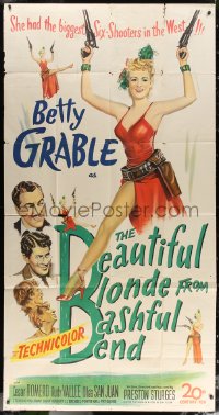 2z0355 BEAUTIFUL BLONDE FROM BASHFUL BEND 3sh 1949 Sturges, Betty Grable has biggest guns!