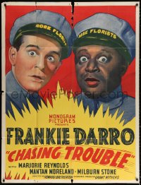 2z0370 CHASING TROUBLE INCOMPLETE 3sh 1940 art of Frankie Darro & Mantan Moreland, ultra rare!