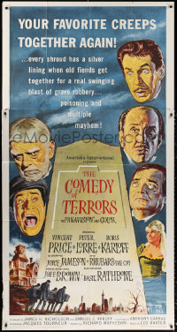 2z0373 COMEDY OF TERRORS 3sh 1964 Boris Karloff, Peter Lorre, Vincent Price, Joe E. Brown, Tourneur