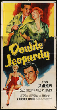 2z0381 DOUBLE JEOPARDY 3sh 1955 great art of sexy bad Allison Hayes, Rod Cameron & Gale Robbins!