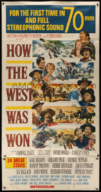2z0403 HOW THE WEST WAS WON 3sh R1969 John Ford epic, stars & action art by Reynold Brown