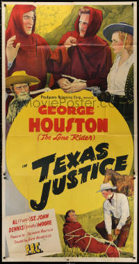 2z0420 LONE RIDER IN TEXAS JUSTICE 3sh 1942 art of George Houston & pals catching bad guys!