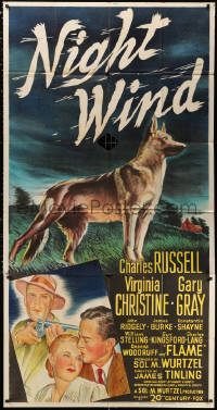 2z0430 NIGHT WIND 3sh 1948 wonderful full art of Flame the heroic German Shepherd dog!
