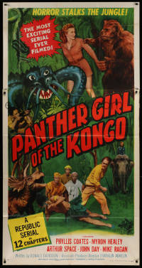 2z0444 PANTHER GIRL OF THE KONGO 3sh 1955 Phyllis Coates, wild art of man-made monsters!