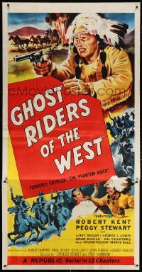 2z0449 PHANTOM RIDER 3sh R1954 Republic serial, art of Native American, Ghost Riders of the West!