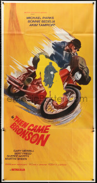 2z0491 THEN CAME BRONSON int'l 3sh 1970 cool artwork of Michael Parks on speeding motorcycle!