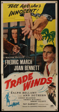 2z0500 TRADE WINDS 3sh R1948 Fredric March, Joan Bennett behind bars, tell her she's innocent!