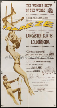 2z0502 TRAPEZE 3sh R1961 great circus art of Burt Lancaster, Gina Lollobrigida & Tony Curtis!