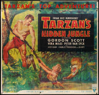 2z0102 TARZAN'S HIDDEN JUNGLE 6sh 1955 art of Gordon Scott rescuing Vera Miles, Zippy the chimp, rare!