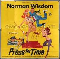 2z0005 PRESS FOR TIME English 6sh 1966 great wacky art of Norman Wisdom chased by sexy girls!