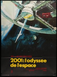 2z0749 2001: A SPACE ODYSSEY French 1p R1970s Stanley Kubrick, Bob McCall art of space wheel!