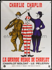 2z0821 CHAPLIN REVUE French 1p R1973 Charlie comedy compilation, great art by Leo Kouper & Boumendil!