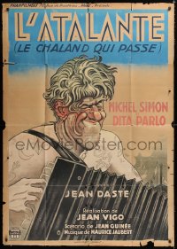 2z0993 L'ATALANTE French 1p R1940 Jean Vigo, great art of Michel Simon playing accordion!
