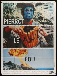 2z1090 PIERROT LE FOU French 1p R2000s Jean-Luc Godard, painted Jean-Paul Belmondo & dynamite!