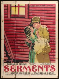 2z1132 SERMENTS French 1p 1931 Bruryer art of Madeleine Renaud embracing her lover, ultra rare!