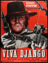 2z1211 VIVA DJANGO French 1p 1972 spaghetti western art of Anthony Steffen with two guns!