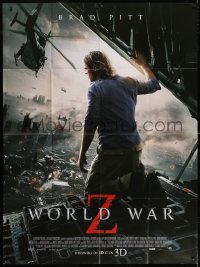 2z1230 WORLD WAR Z French 1p 2013 Brad Pitt in rear door flying over city, zombie apocalypse!