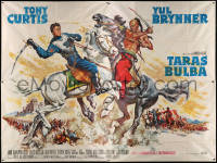 2z0727 TARAS BULBA French 4p 1962 Tony Curtis & Yul Brynner clash, great art by Ghirardi!