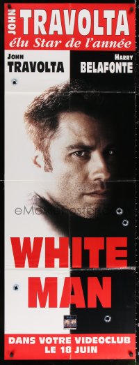 2z0747 WHITE MAN'S BURDEN video French door panel 1996 John Travolta surrounded by bullet holes!