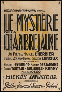 2z0736 MYSTERY OF THE YELLOW ROOM French 32x47 R1930s Le mystere de la chambre jaune, text only!