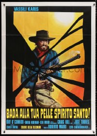 2z0532 BADA ALLA TUA PELLE SPIRITO SANTO Italian 1p 1972 spaghetti western art of cowboy with rifle!