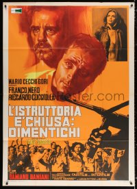 2z0545 CASE IS CLOSED, FORGET IT Italian 1p 1974 cool art of Franco Nero looming over rioters!