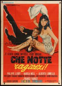 2z0547 CHE NOTTE RAGAZZI Italian 1p 1966 art of sexy Marisa Mell & Philippe Leroy with gun!