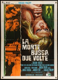 2z0555 DEATH KNOCKS TWICE Italian 1p 1969 Italian/German murder mystery, art of female victim!