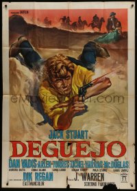 2z0557 DEGUEJO Italian 1p 1966 great spaghetti western art of Jack Stuart with gun on ground!