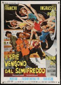 2z0561 DR. GOLDFOOT & THE GIRL BOMBS Italian 1p 1966 Mario Bava, art of sexy girls w/Franco & Ciccio