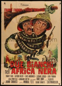 2z0562 DUE BIANCHI NELL'AFRICA NERA Italian 1p 1970 Franco art of snake constricting Franco & Ciccio!