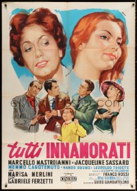 2z0563 EVERYONE'S IN LOVE Italian 1p 1959 Manno art of Marcello Mastroianni & Jacqueline Sassard!