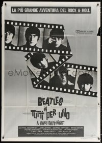 2z0578 HARD DAY'S NIGHT Italian 1p R1982 great image of The Beatles on film strip, rock & roll classic!
