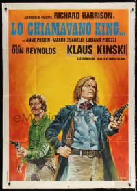 2z0584 HIS NAME WAS KING Italian 1p 1971 Crovato spaghetti western art of Klaus Kinski & Harrison!