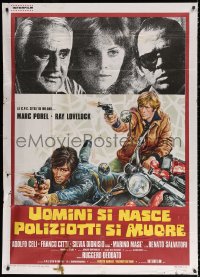 2z0624 LIVE LIKE A COP DIE LIKE A MAN Italian 1p 1976 Italian crime thriller, cool motorcycle art!