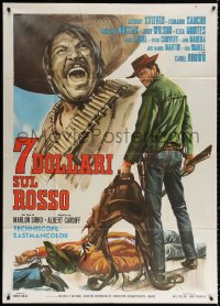 2z0673 SEVEN DOLLARS TO KILL Italian 1p 1966 Sette dollari sul rosso, Casaro spaghetti western art!
